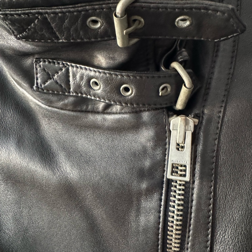 ALLSAINTS Leather Bales Moto Biker Jacket UK 8 / US 4 - Picture 11 of 13